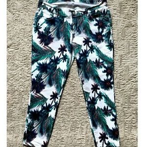 Old Navy Rockstar ankle palm print jeans